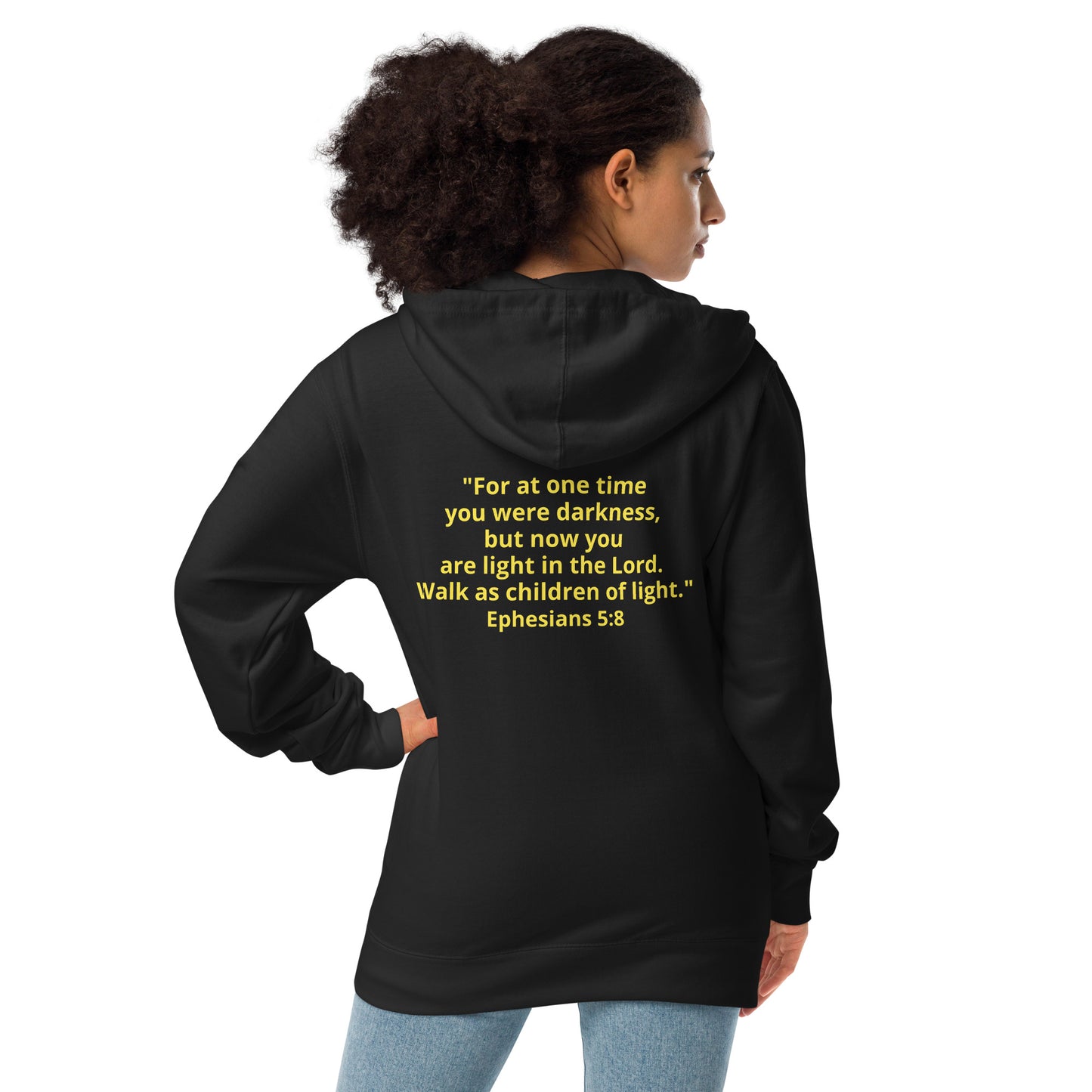 Unisex fleece zip up hoodie - Ephesians 5:8