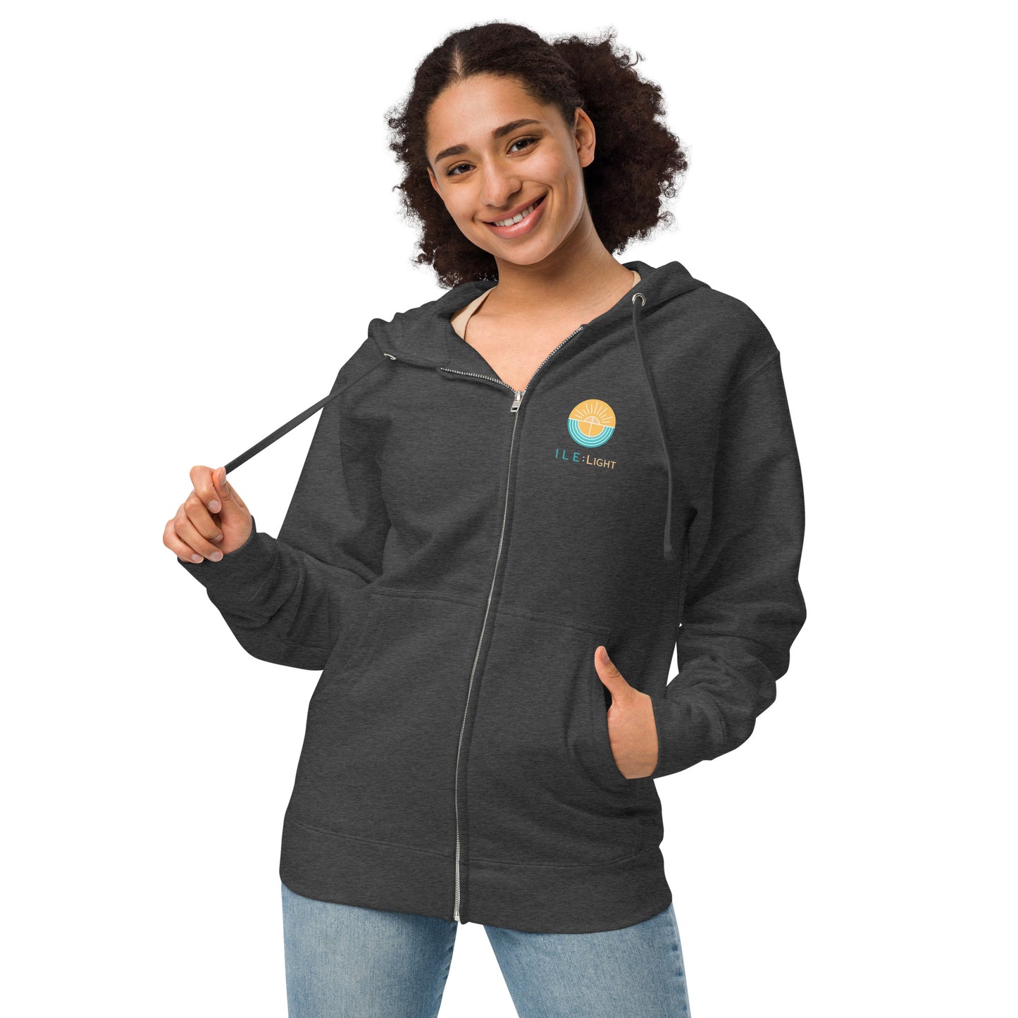 Unisex fleece zip up hoodie - Ephesians 5:8